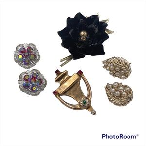 Bundle Vintage Coro Jewelry Brooches and Clip Earrings